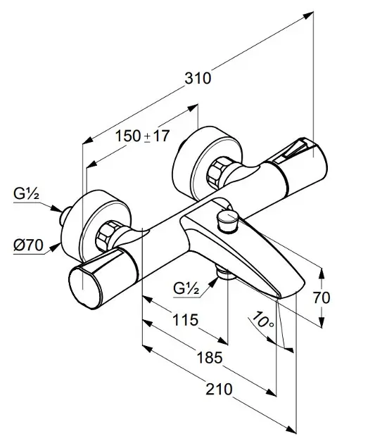 Kludi - Zenta SL - Kádtöltő csaptelep - 351013938 – 2. kép