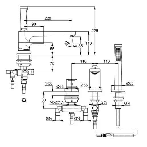 Kludi - Zenta SL - Kádtöltő csaptelep - 484480565 – 2. kép