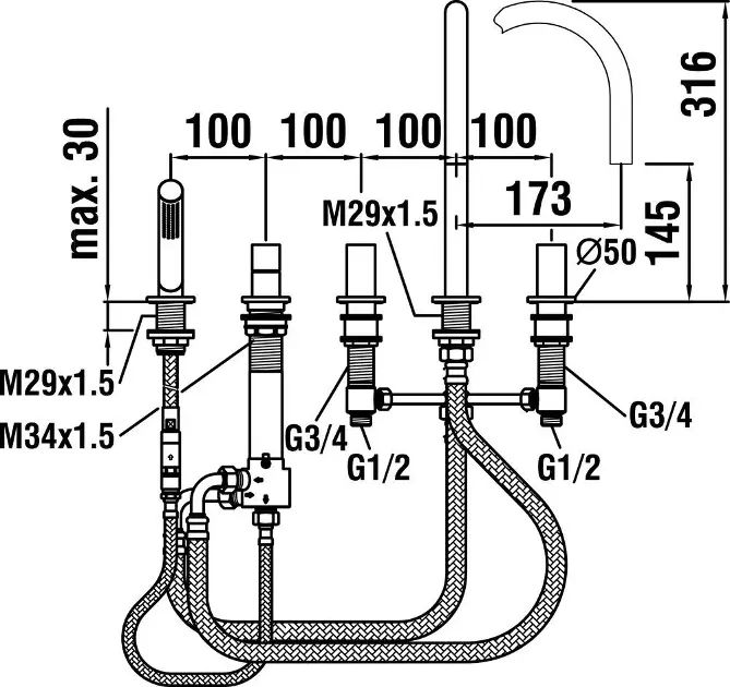 Laufen - Kartell - Kádtöltő csaptelep - H3223350042821 – 2. kép