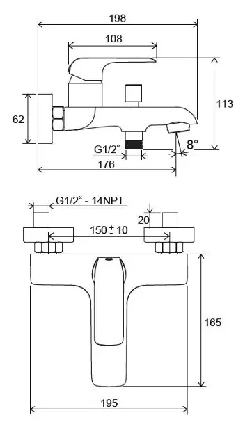 Ravak - Flat - Kádtöltő csaptelep - X070119 – 2. kép