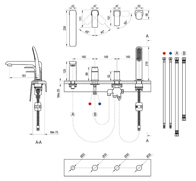 Ravak - Flat - Kádtöltő csaptelep - X070176 – 2. kép
