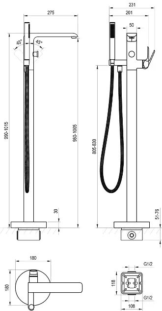 Ravak - Flat - Kádtöltő csaptelep - X070440 – 2. kép