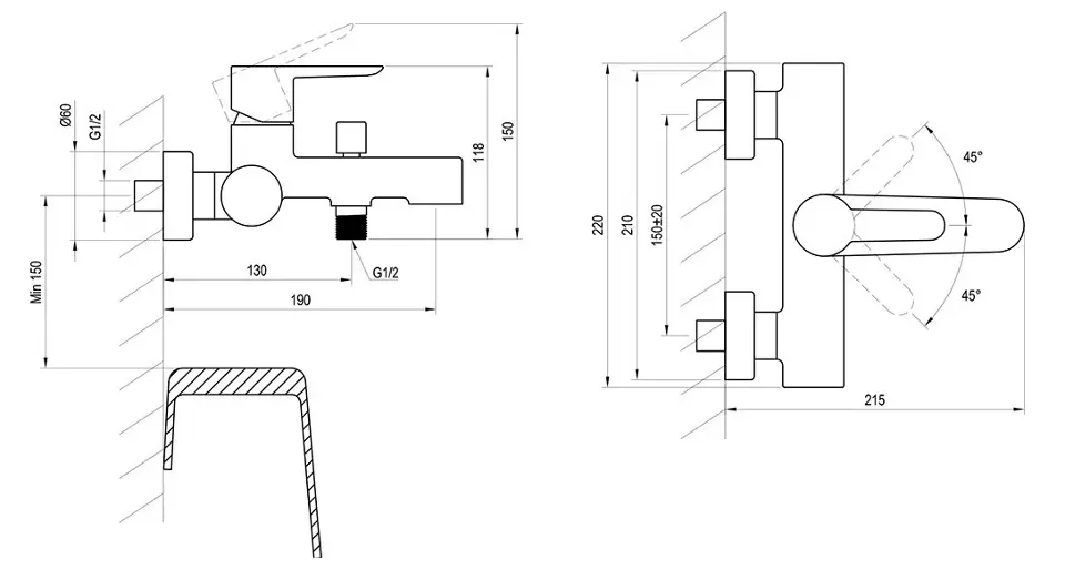 Ravak - Puri - Kádtöltő csaptelep - X070169 – 2. kép