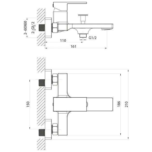 Sapho - Cubemix - Kádtöltő csaptelep - CM010B – 2. kép