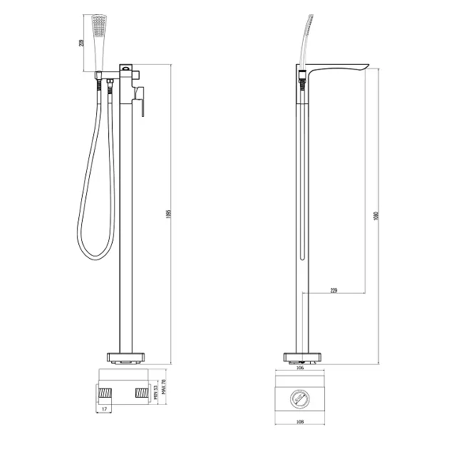 Sapho - Ginko - Kádtöltő csaptelep - 1101-21B – 2. kép
