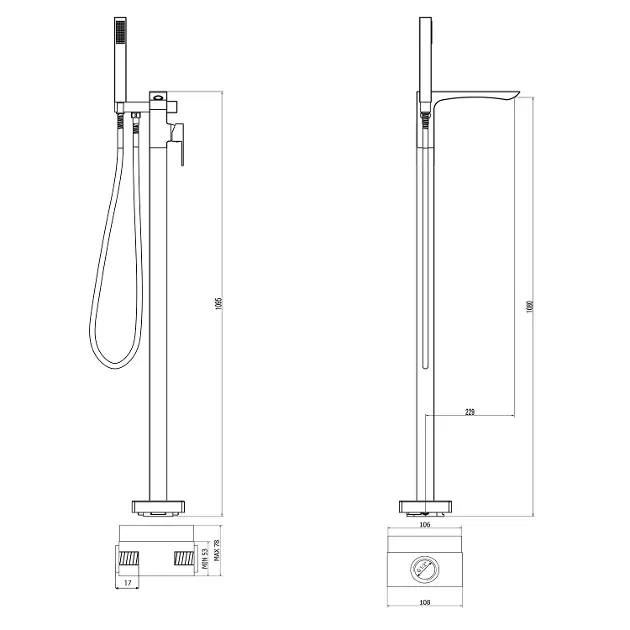 Sapho - Latus - Kádtöltő csaptelep - 1102-10 – 2. kép