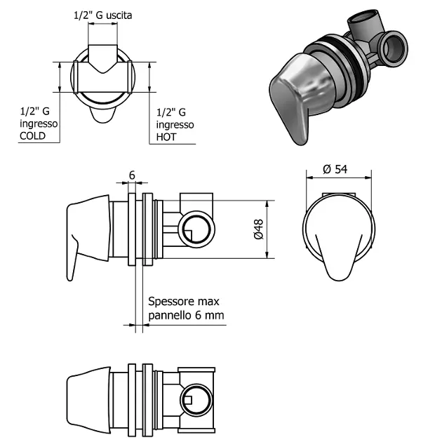Sapho - Taps - Kádtöltő csaptelep - TMC12TY – 2. kép