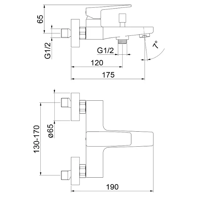 Sapho - Tursi - Kádtöltő csaptelep - TI010B – 2. kép