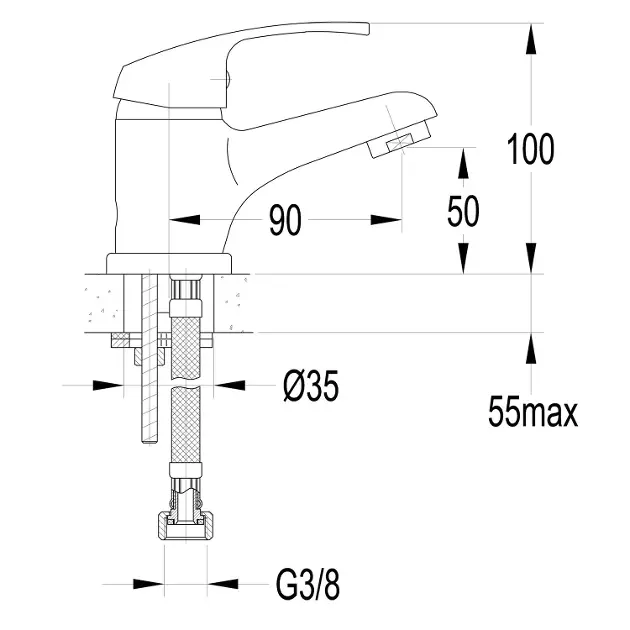 Aqualine - 50 - Mosdó csaptelep - 52102 – 2. kép