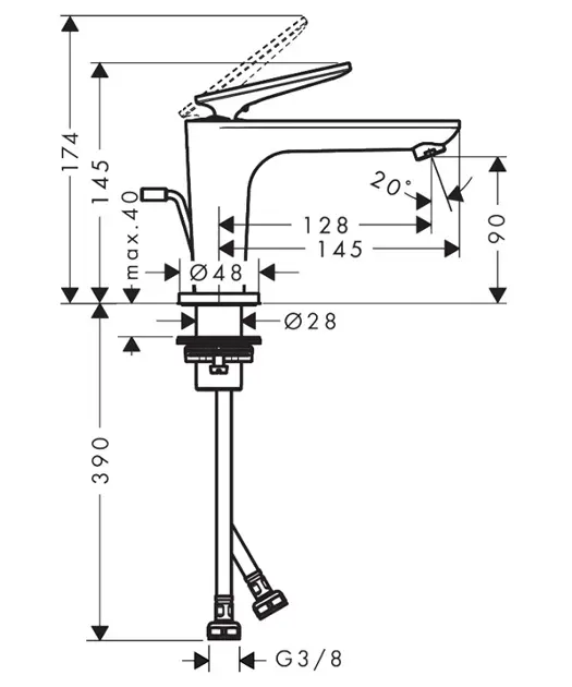 Axor - Citterio C - Mosdó csaptelep - 49010140 – 2. kép