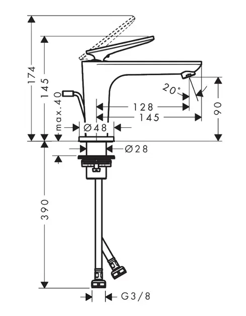 Axor - Citterio C - Mosdó csaptelep - 49011820 – 2. kép