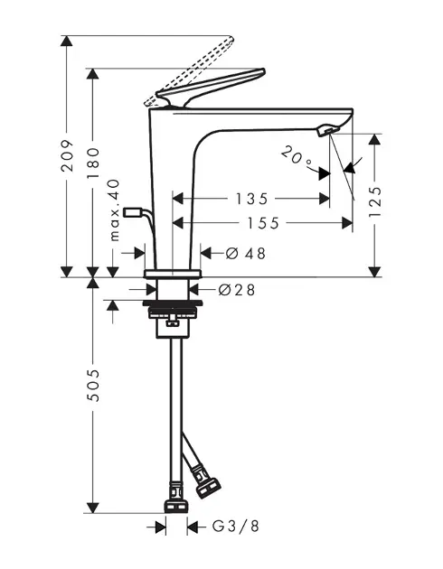 Axor - Citterio C - Mosdó csaptelep - 49030000 – 2. kép