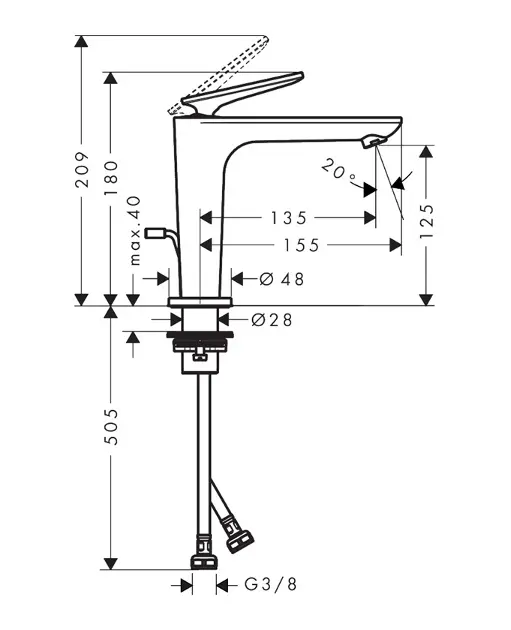Axor - Citterio C - Mosdó csaptelep - 49030820 – 2. kép