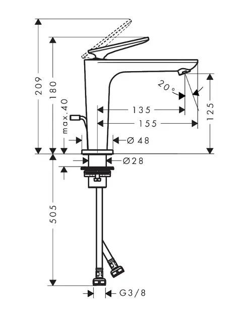 Axor - Citterio C - Mosdó csaptelep - 49031000 – 2. kép