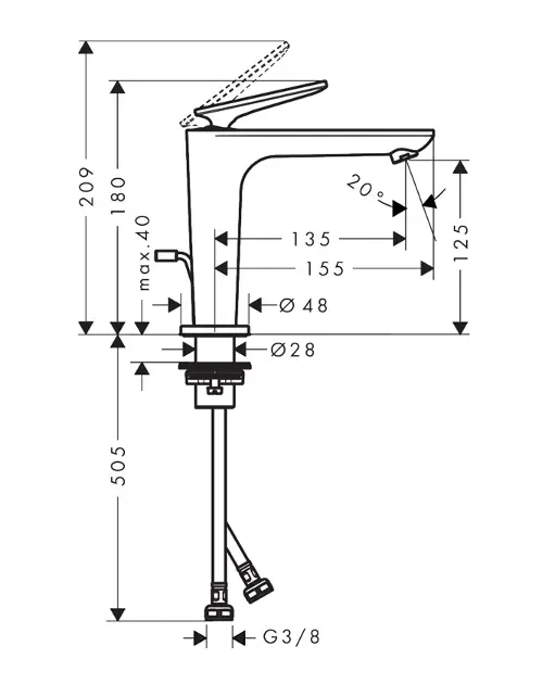 Axor - Citterio C - Mosdó csaptelep - 49031670 – 2. kép