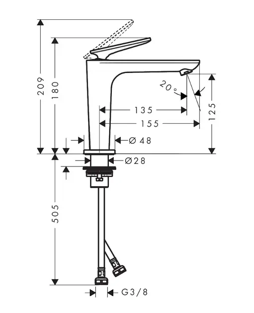 Axor - Citterio C - Mosdó csaptelep - 49040670 – 2. kép