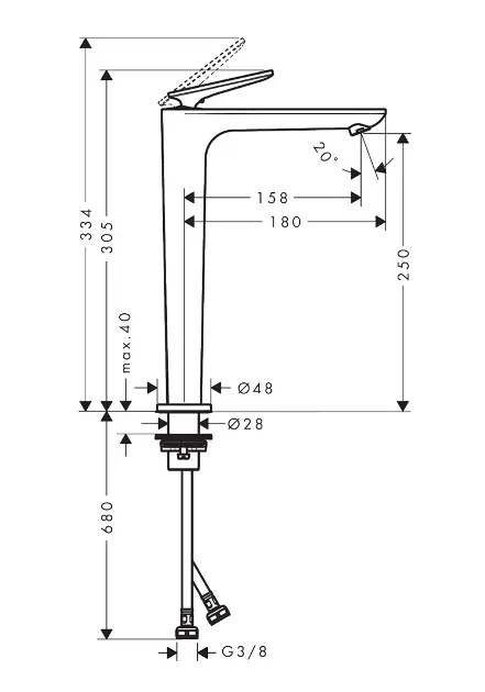 Axor - Citterio C - Mosdó csaptelep - 49051340 – 2. kép