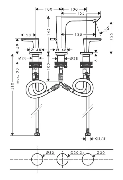 Axor - Citterio C - Mosdó csaptelep - 49060000 – 2. kép