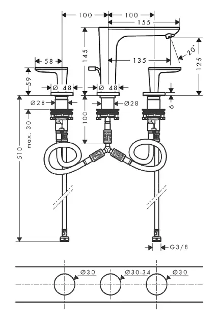 Axor - Citterio C - Mosdó csaptelep - 49061000 – 2. kép