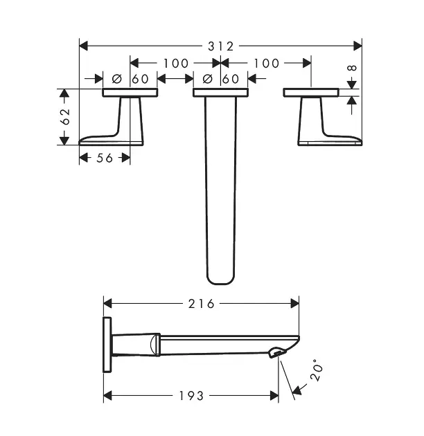 Axor - Citterio C - Mosdó csaptelep - 49070000 – 2. kép
