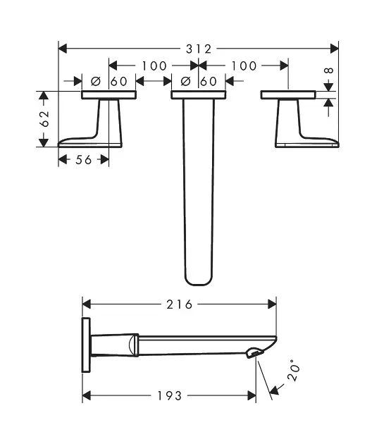 Axor - Citterio C - Mosdó csaptelep - 49070340 – 2. kép
