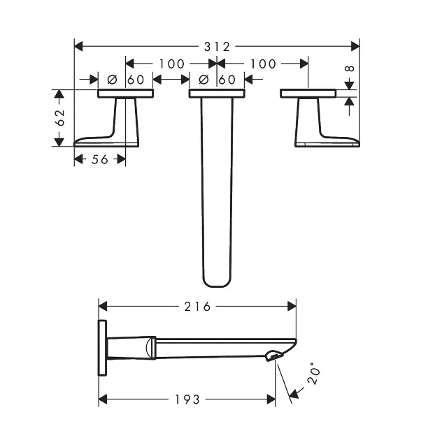 Axor - Citterio C - Mosdó csaptelep - 49071000 – 2. kép