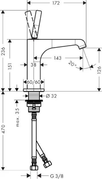Axor - Citterio E - Mosdó csaptelep - 36101000 – 2. kép