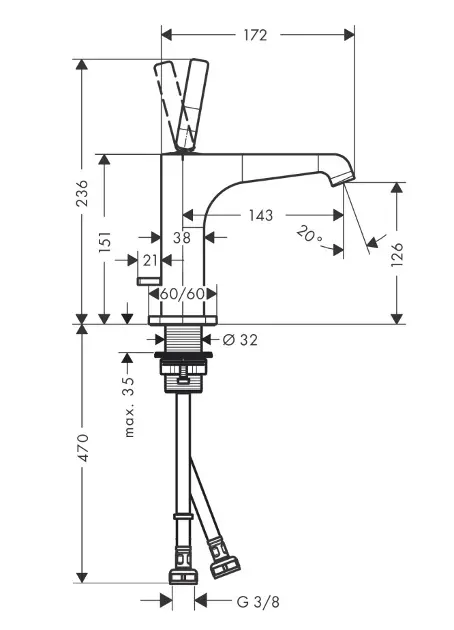 Axor - Citterio E - Mosdó csaptelep - 36101670 – 2. kép