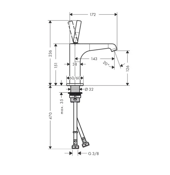 Axor - Citterio E - Mosdó csaptelep - 36101800 – 2. kép