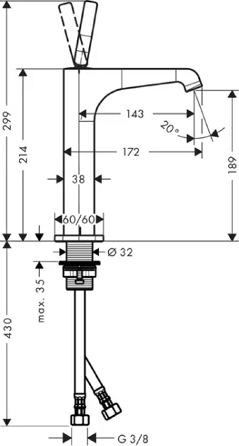 Axor - Citterio E - Mosdó csaptelep - 36103000 – 2. kép