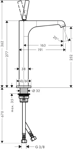 Axor - Citterio E - Mosdó csaptelep - 36104000 – 2. kép