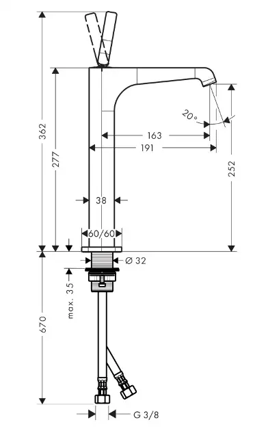 Axor - Citterio E - Mosdó csaptelep - 36104670 – 2. kép