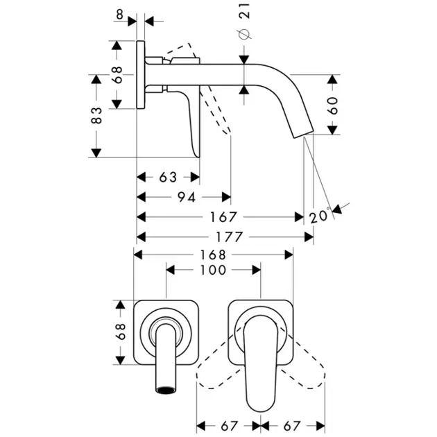 Axor - Citterio M - Mosdó csaptelep - 34113000 – 2. kép
