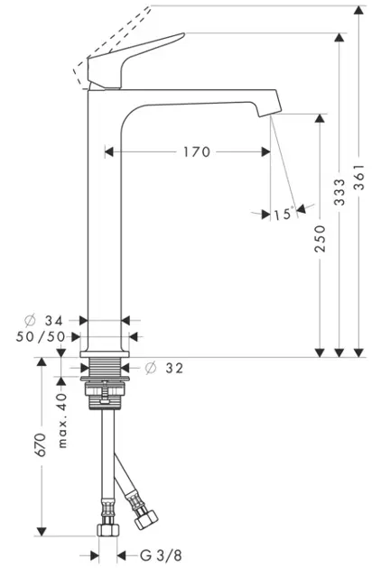 Axor - Citterio M - Mosdó csaptelep - 34127000 – 2. kép