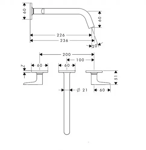 Axor - Citterio M - Mosdó csaptelep - 34315000 – 2. kép