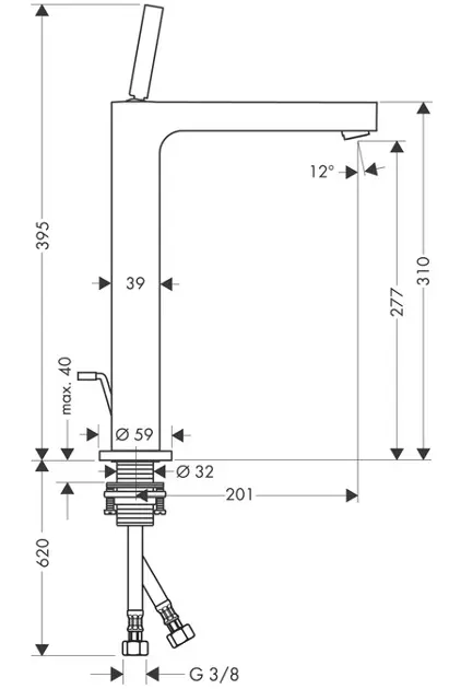 Axor - Citterio - Mosdó csaptelep - 39020000 – 2. kép