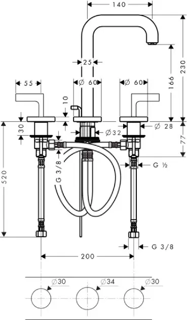 Axor - Citterio - Mosdó csaptelep - 39135000 – 2. kép