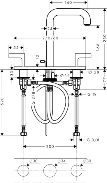 Axor - Citterio - Mosdó csaptelep - 39136000 – 2. kép