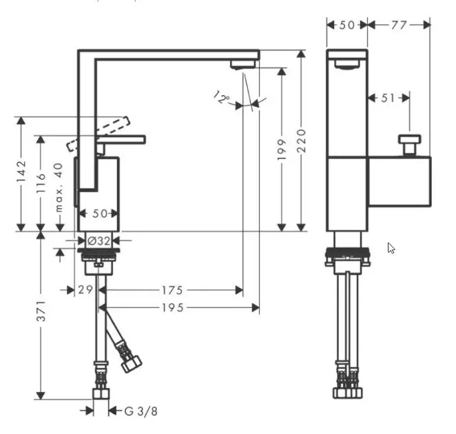 Axor - Edge - Mosdó csaptelep - 46021000 – 2. kép
