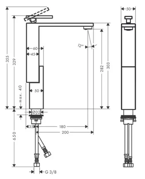 Axor - Edge - Mosdó csaptelep - 46031000 – 2. kép