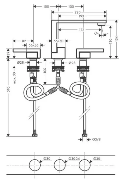 Axor - Edge - Mosdó csaptelep - 46051000 – 2. kép