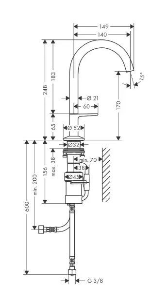 Axor - One - Mosdó csaptelep - 48020990 – 2. kép
