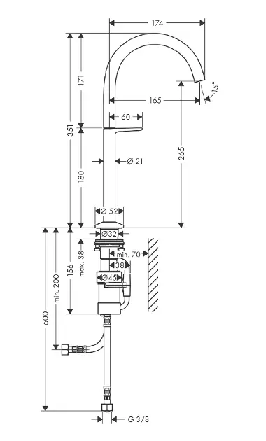 Axor - One - Mosdó csaptelep - 48030950 – 2. kép