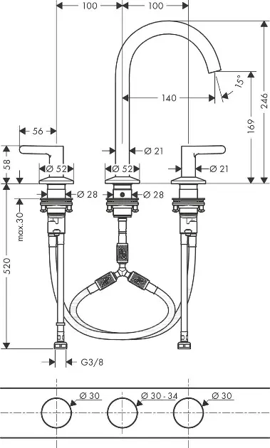 Axor - One - Mosdó csaptelep - 48050000 – 2. kép