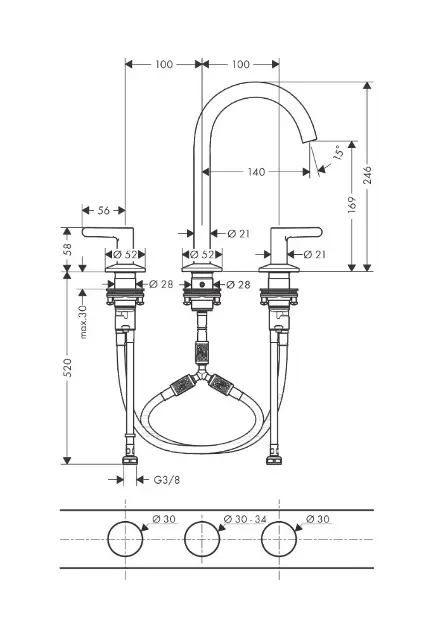 Axor - One - Mosdó csaptelep - 48050340 – 2. kép