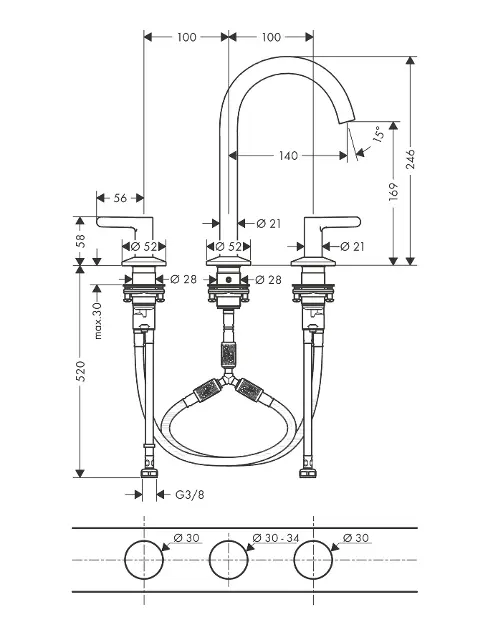 Axor - One - Mosdó csaptelep - 48050950 – 2. kép