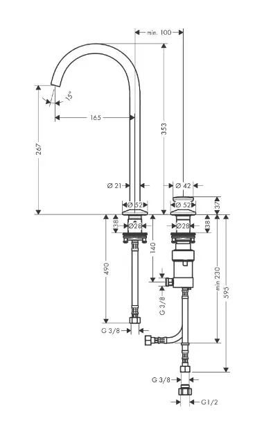 Axor - One - Mosdó csaptelep - 48060140 – 2. kép
