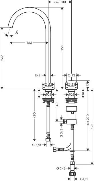 Axor - One - Mosdó csaptelep - 48060670 – 2. kép
