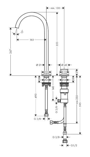 Axor - One - Mosdó csaptelep - 48060950 – 2. kép