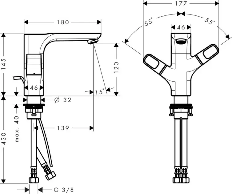 Axor - Urquiola - Mosdó csaptelep - 11024000 – 2. kép